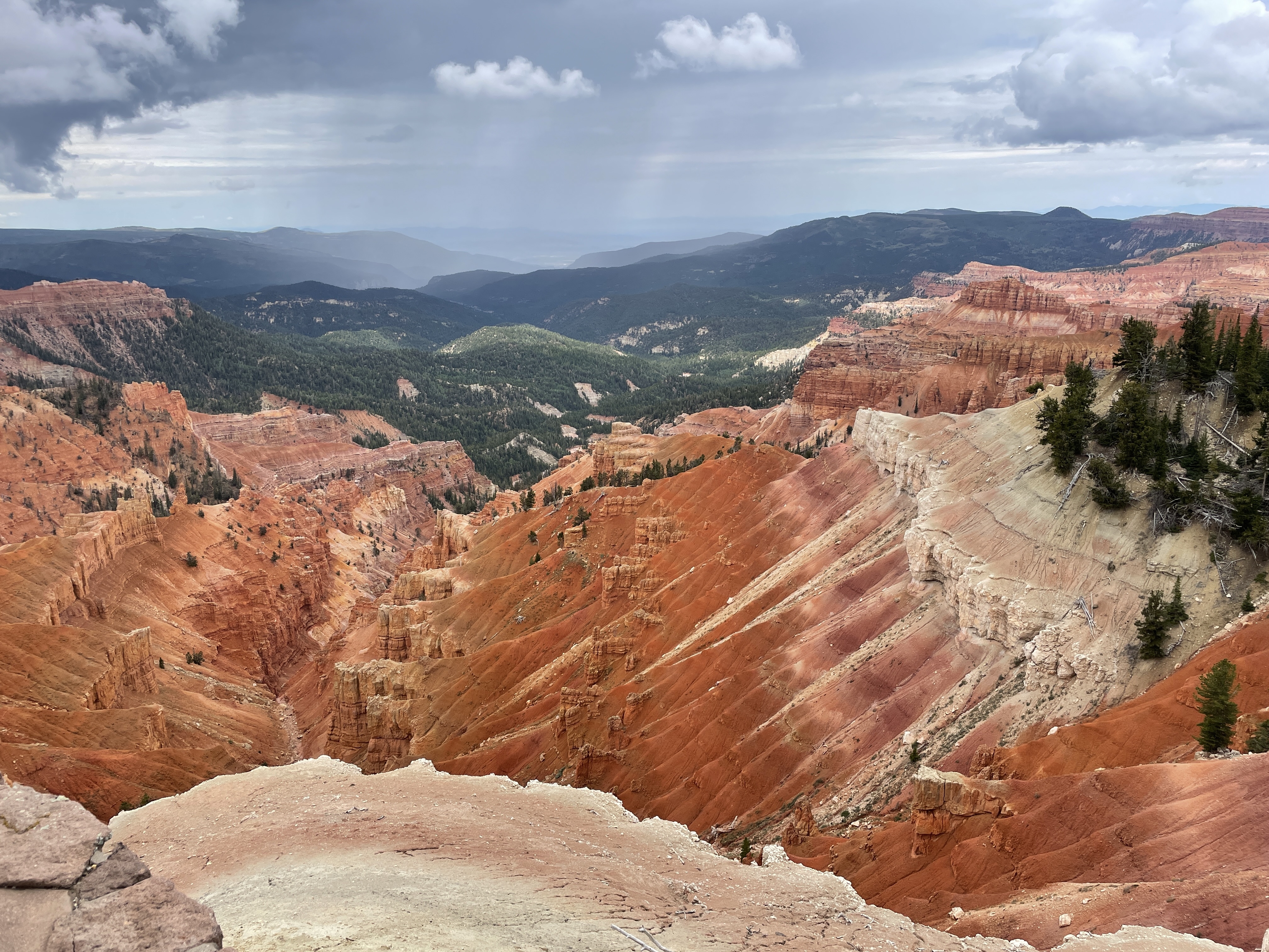 Photo of red rock desert valley from above